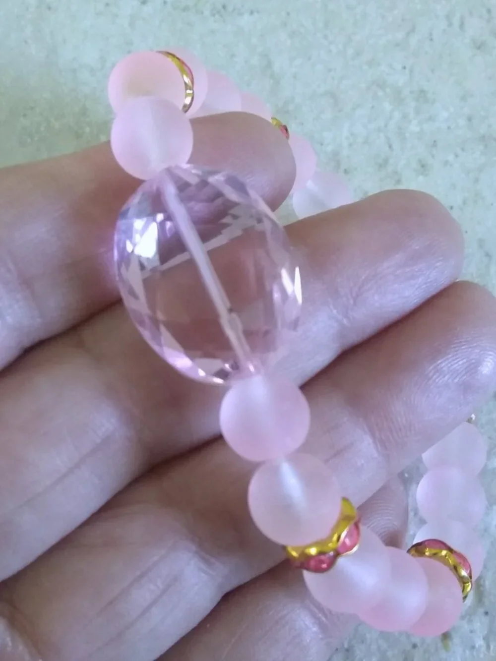 Handmade! Sparkling Pink Beaded Stretch Bracelet ~ Girls or Petite Wrist 6-6.75